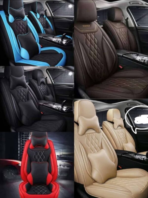 UNIVERSAL LUXURY LEATHER CAR SEAT COVER (RED AND BLACK, CREAMY, BROWN, BLACK, BLUE AND BLACK)